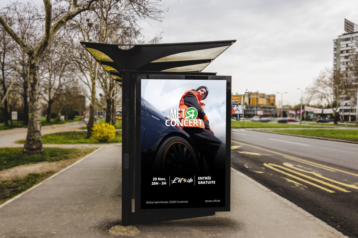Metr concert arrêt de bus Affiche de concert à un arret de bus